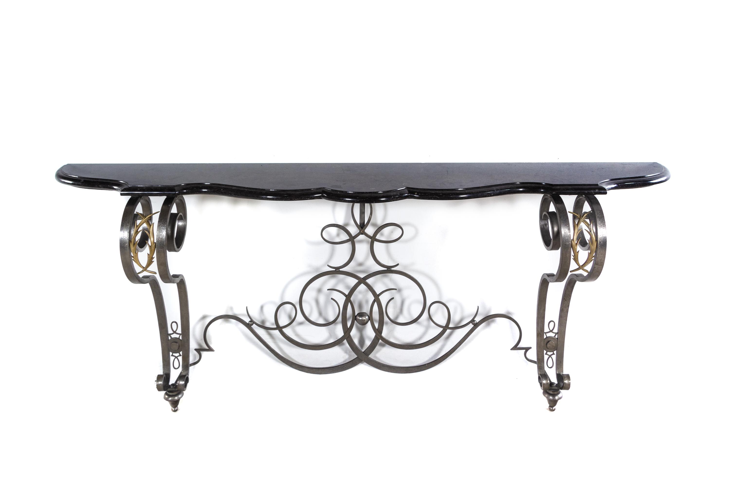 A French Steel and Marble Console Table