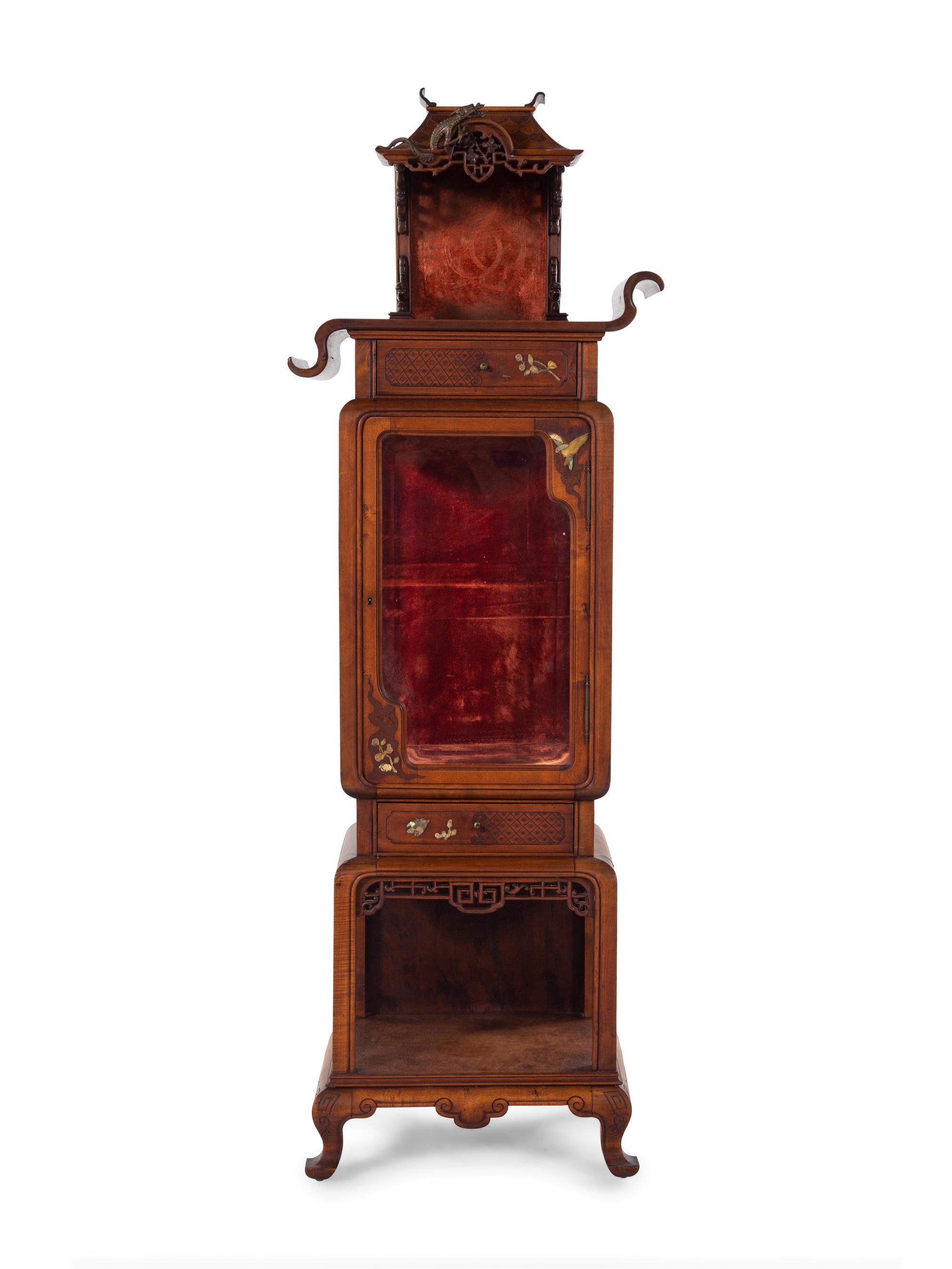 A French Japonesque Mother-of-Pearl Inlaid Vitrine