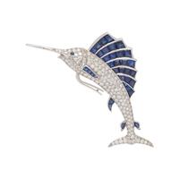 DIAMOND AND SAPPHIRE SAILFISH BROOCH