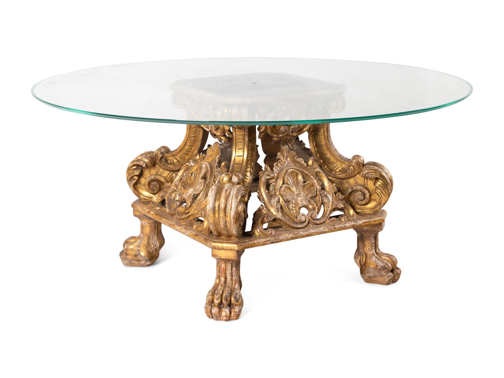 A Continental Giltwood Stand Converted to a Table