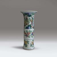 A Chinese wucai-decorated porcelain beaker vase Transitional period, mid 17th Century