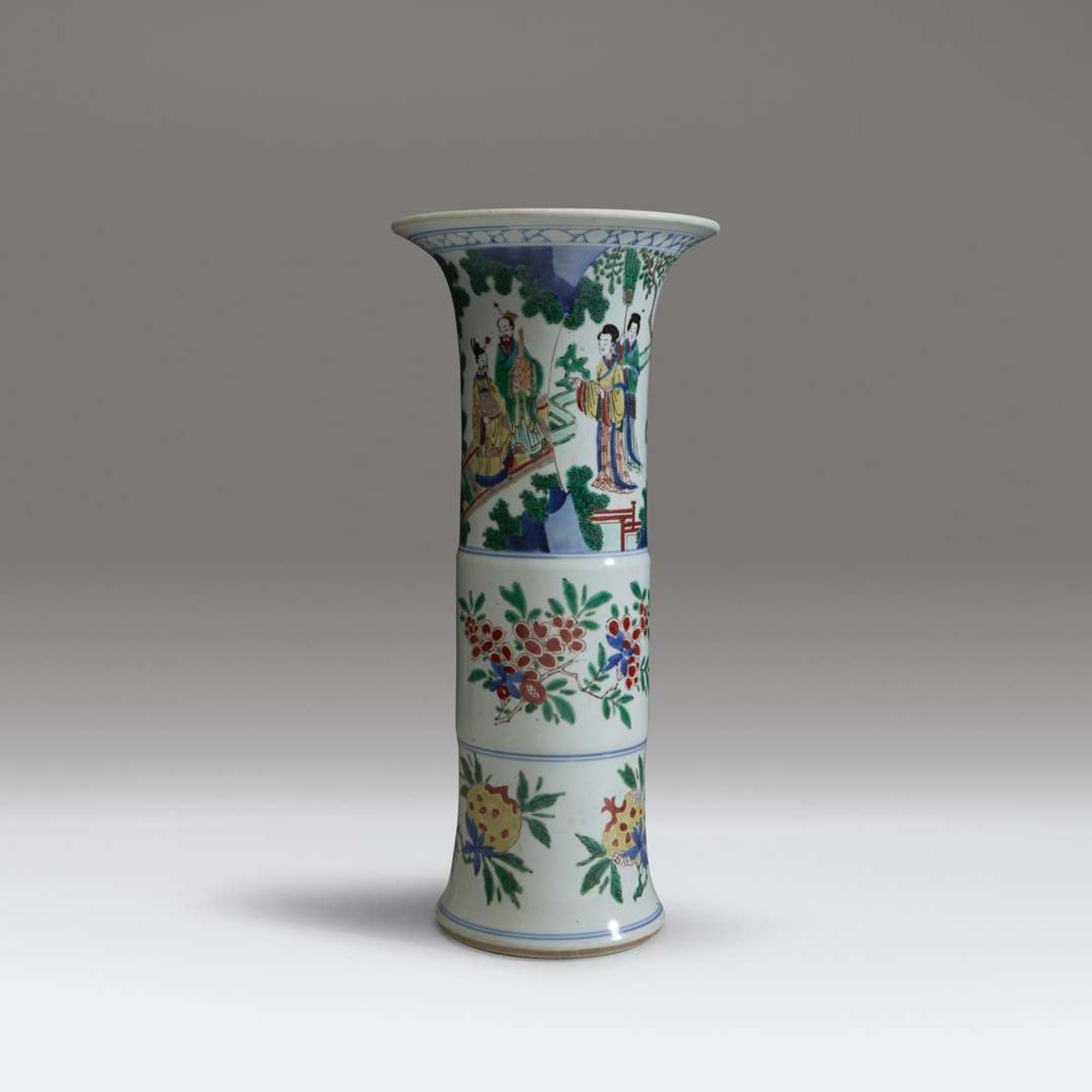 A Chinese wucai-decorated porcelain beaker vase Transitional period, mid 17th Century