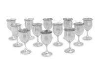 A Set of Twelve American Silver Wine Goblets
