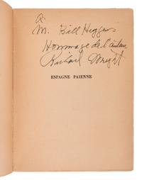 [AFRICAN AMERICAN LITERATURE]. WRIGHT, Richard (1908-1960). Espagne Païenne [Pagan Spain]. Paris: Editions Buchet/Chastel-Corrêa, 1958.