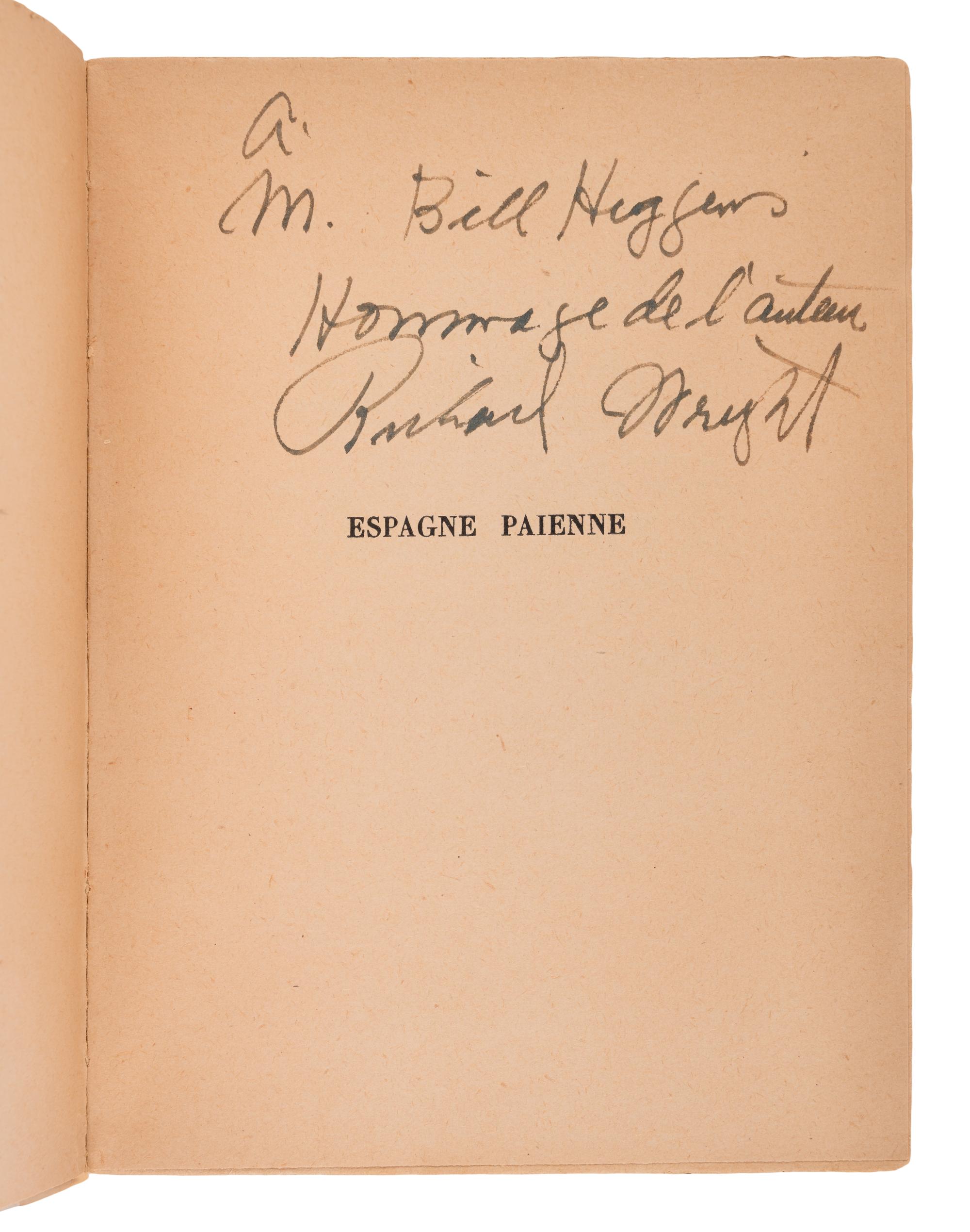 [AFRICAN AMERICAN LITERATURE]. WRIGHT, Richard (1908-1960). Espagne Païenne [Pagan Spain]. Paris: Editions Buchet/Chastel-Corrêa, 1958.