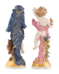 A Pair of Meissen Porcelain Figures Emblematic of Day and Night