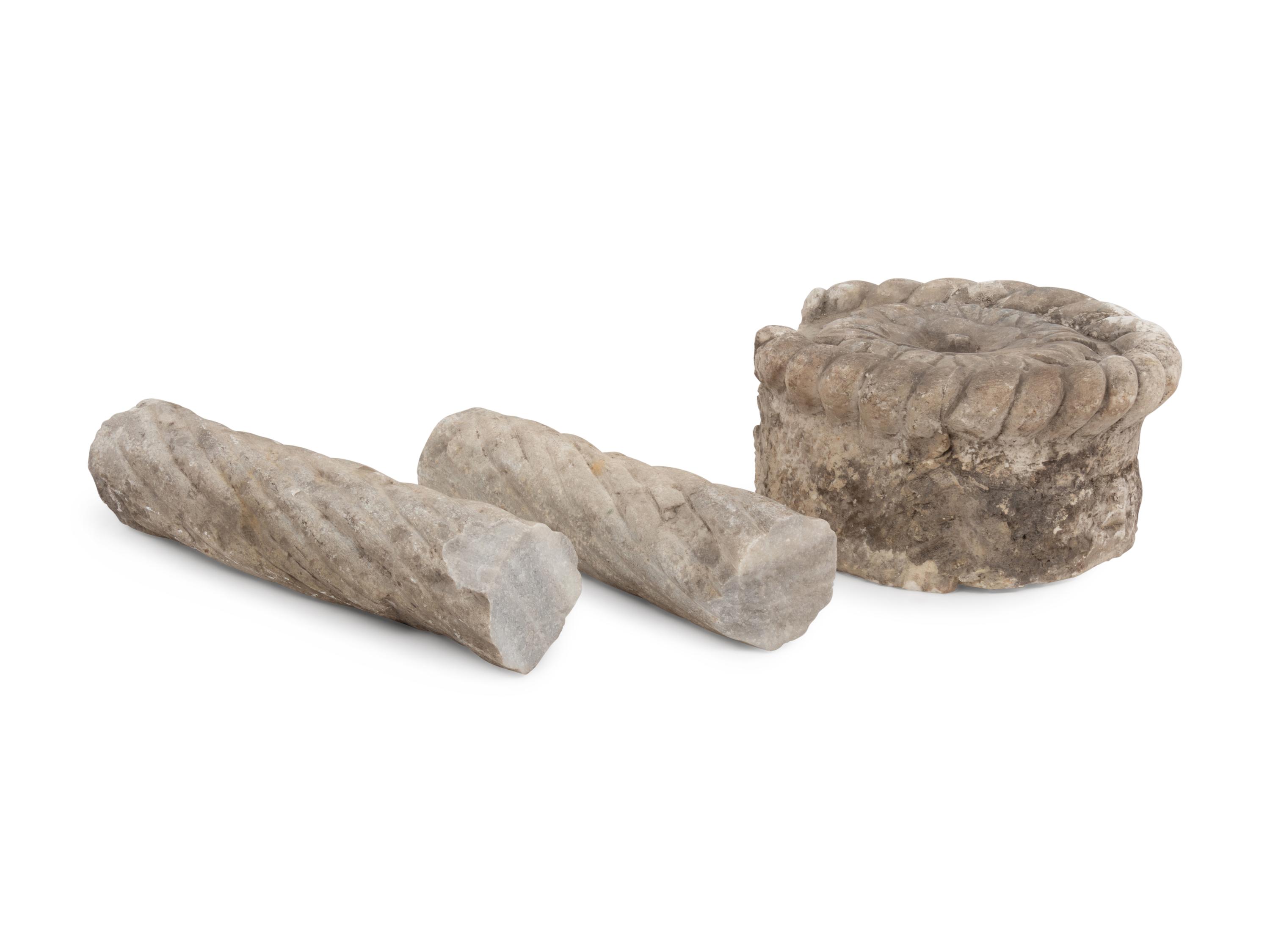 A Group of Three Italian Marble Column Fragments