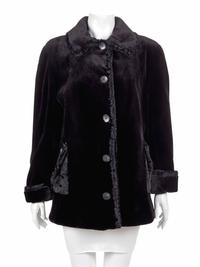 A Neiman Marcus Black Fur Coat with Buttons and Front Pockets, 1990's
