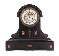 A French Slate Mantel Clock Height 13 3/4 inches. — LATE 19TH CENTURY