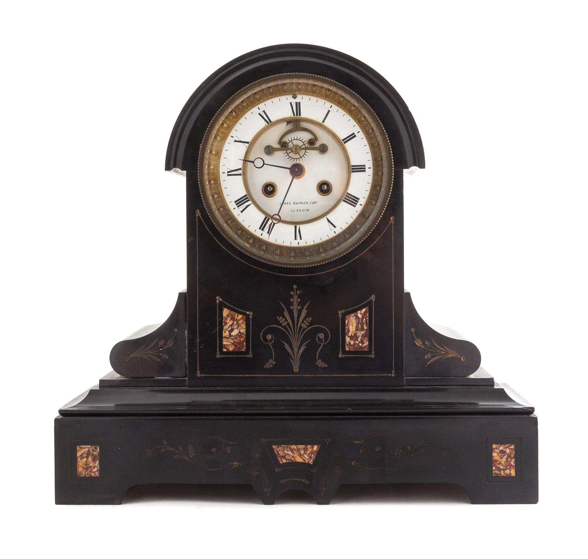 A French Slate Mantel Clock Height 13 3/4 inches. — LATE 19TH CENTURY