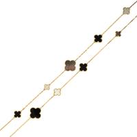 Mother-of-Pearl, Onyx, and Yellow Gold Quatrefoil Necklace