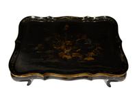 A Black and Gilt Chinoiserie-Decorated Tray Top Low Table