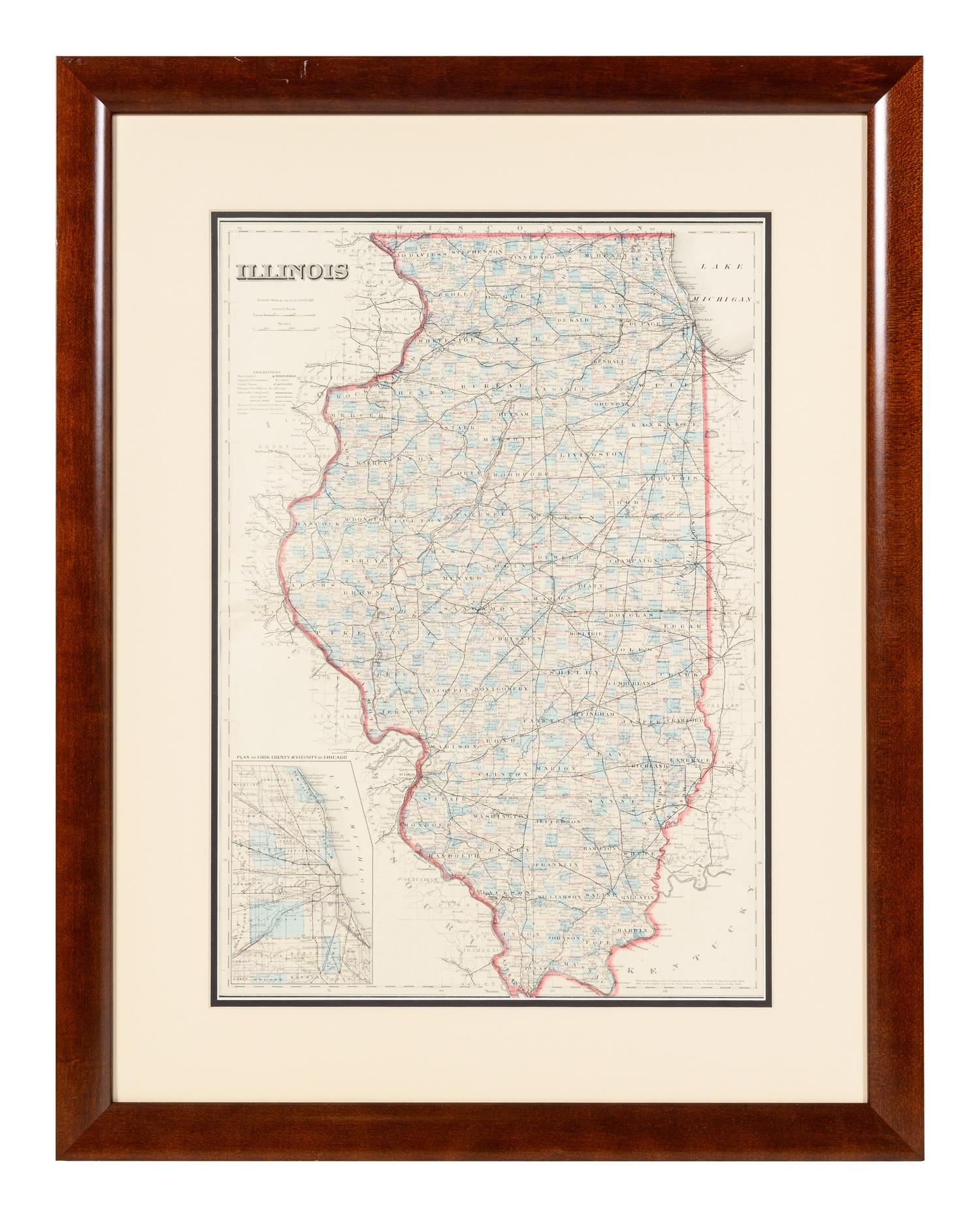 A Group of 13 maps of Chicago and Illinois, comprising: