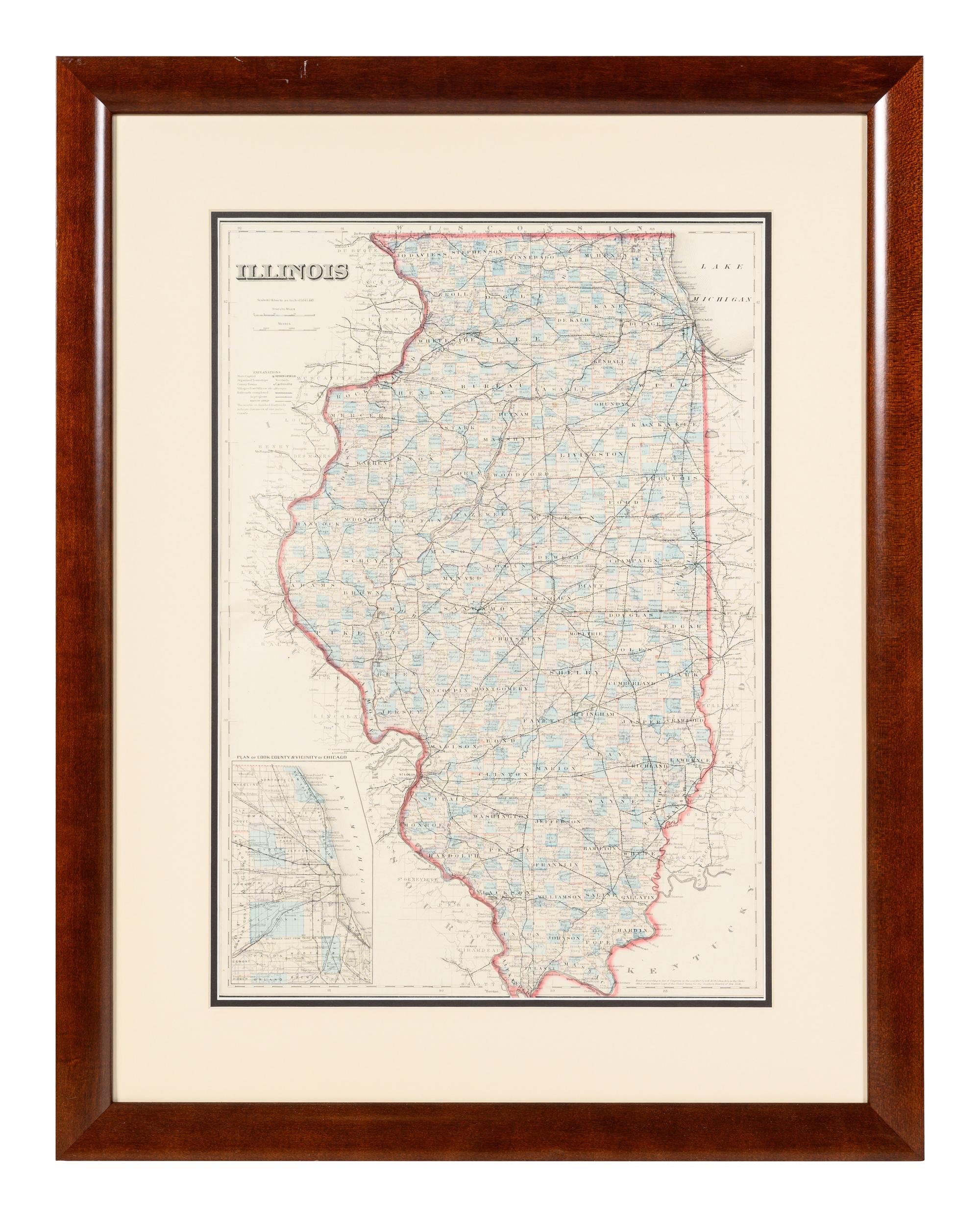 A Group of 13 maps of Chicago and Illinois, comprising: