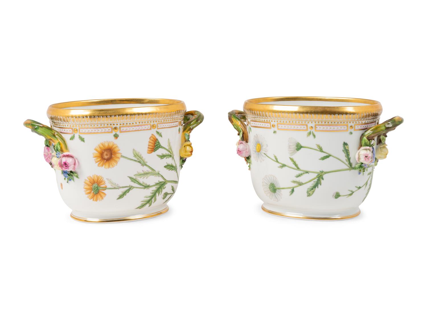 A Pair of Royal Copenhagen Flora Danica Porcelain Jardinières