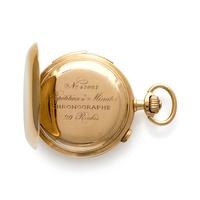 18K YELLOW GOLD MINUTE REPEATER CHRONOGRAPH HUNTER CASE POCKET WATCH