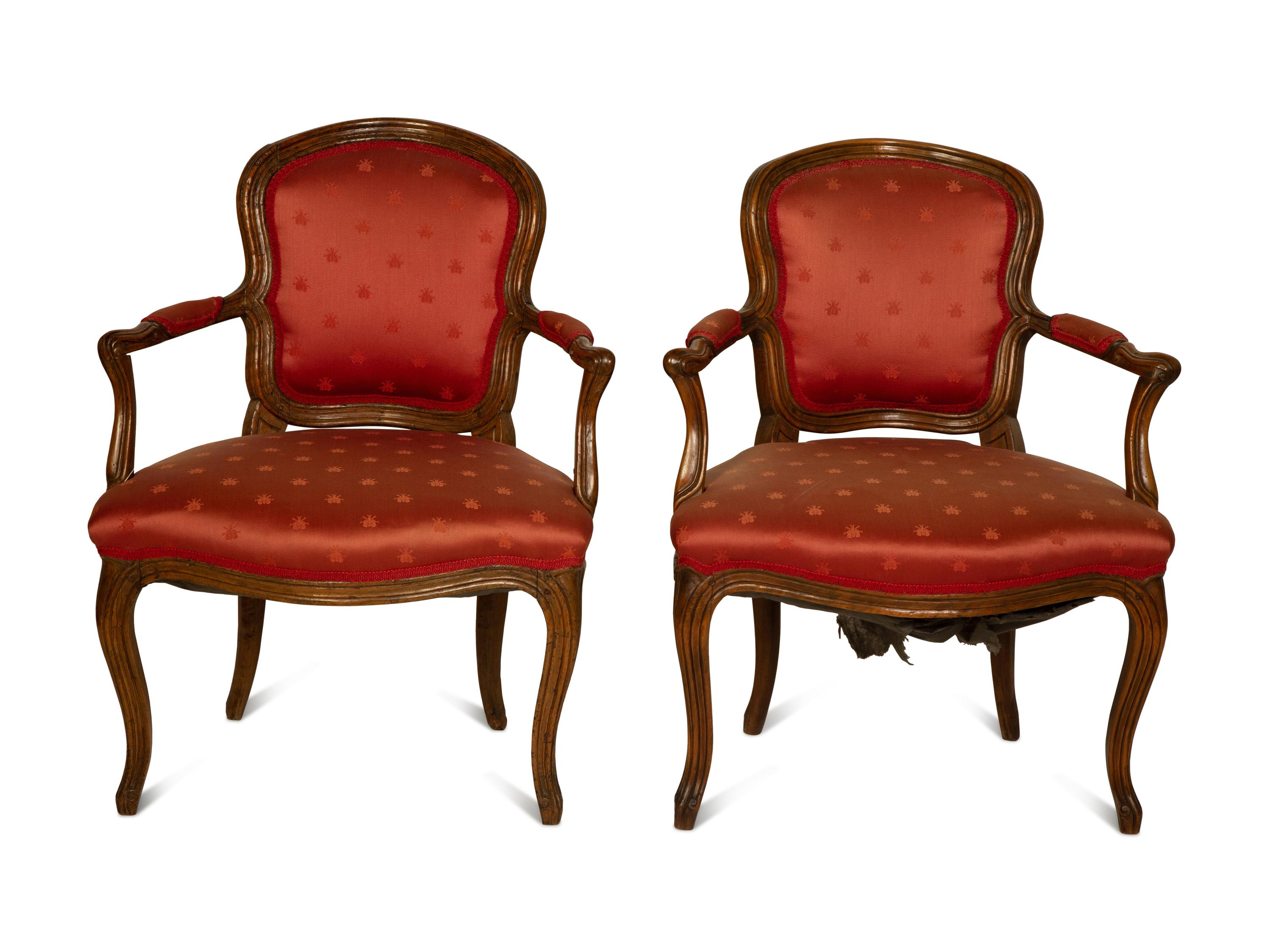 A Pair of Louis XV Beechwood Fauteuils