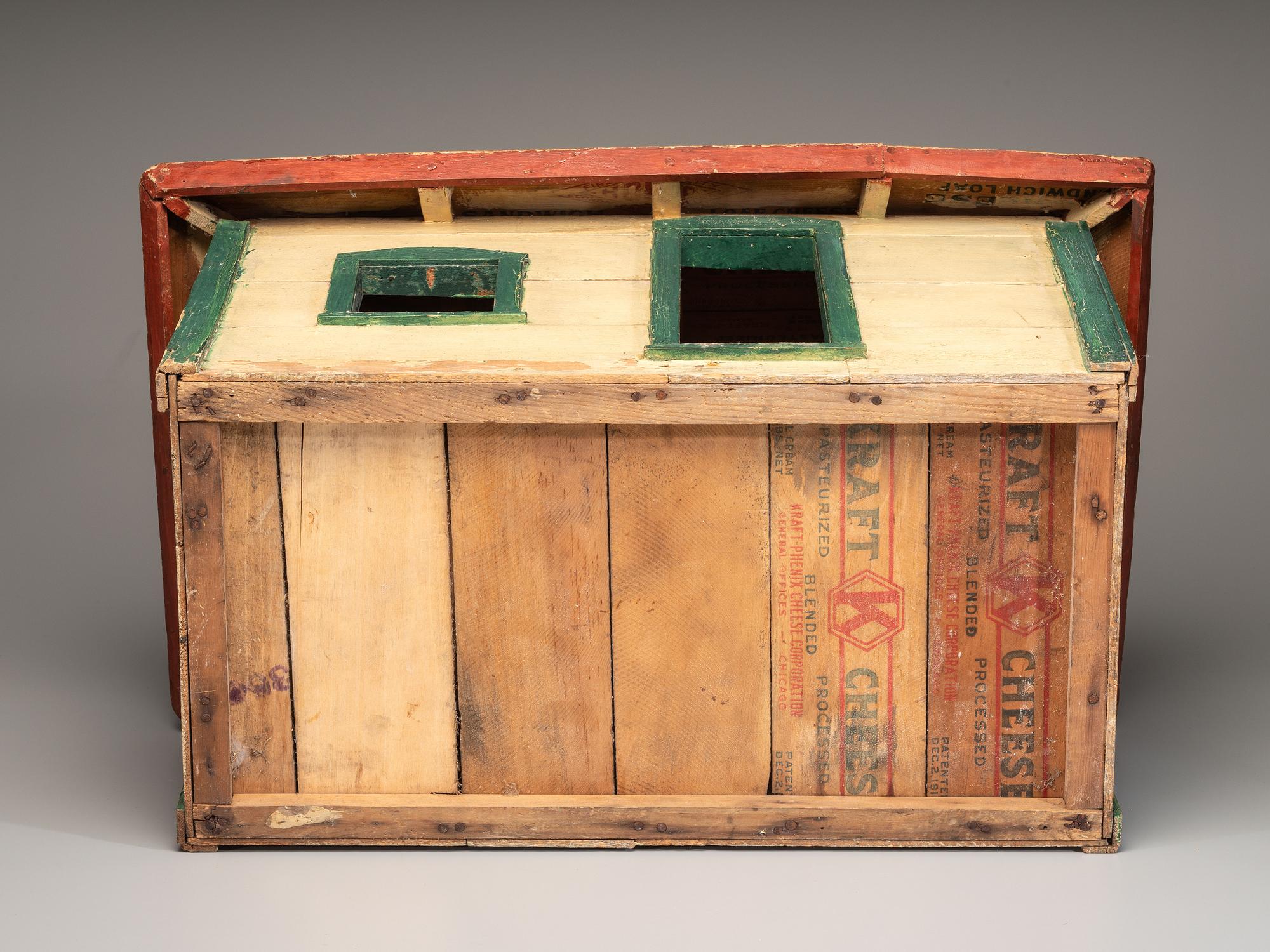 A Folk Art Painted Cheese Box House