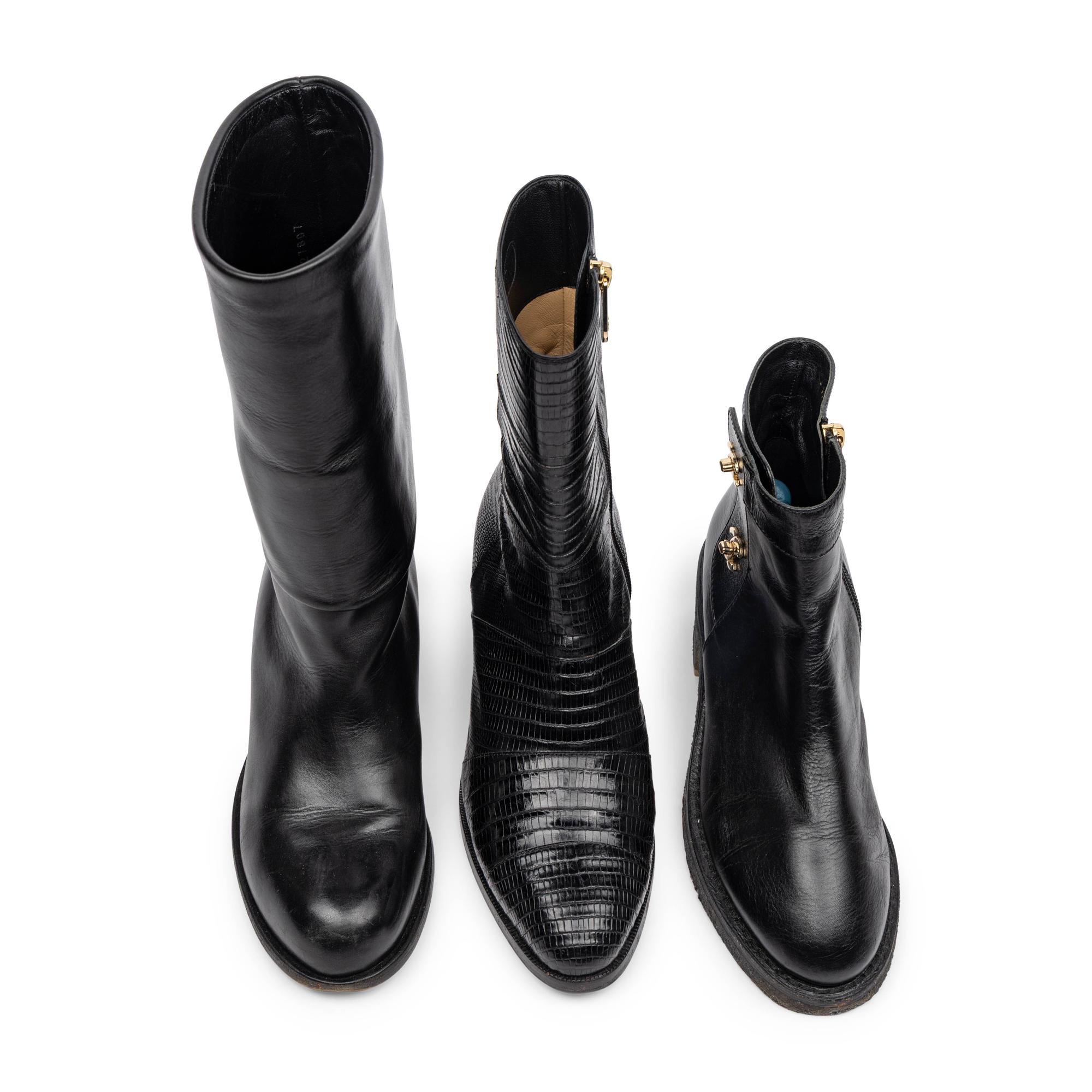 Chanel, Three Pairs of Black Leather Boots