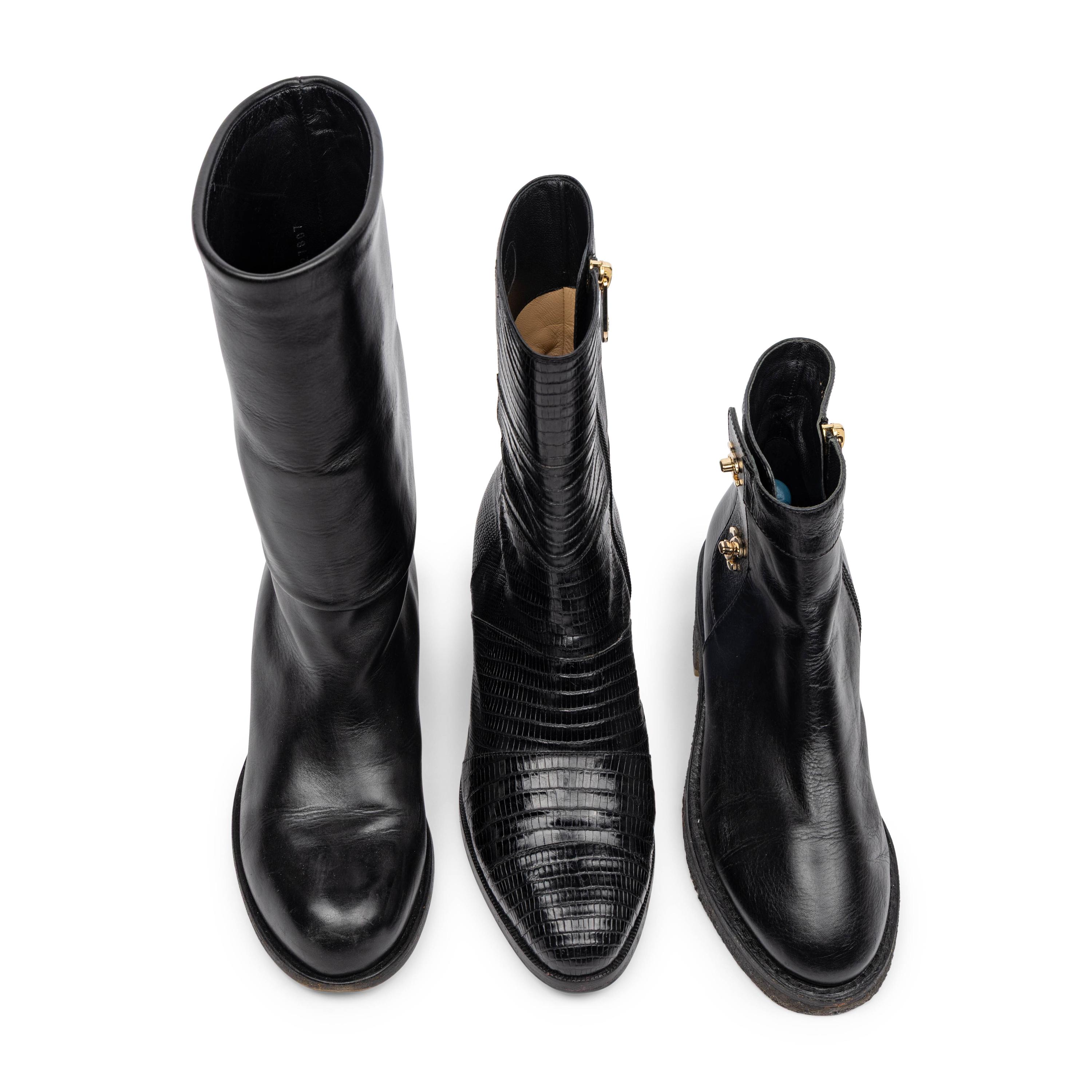 Chanel, Three Pairs of Black Leather Boots