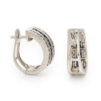 Sapphire, Diamond, and White Gold Earrings