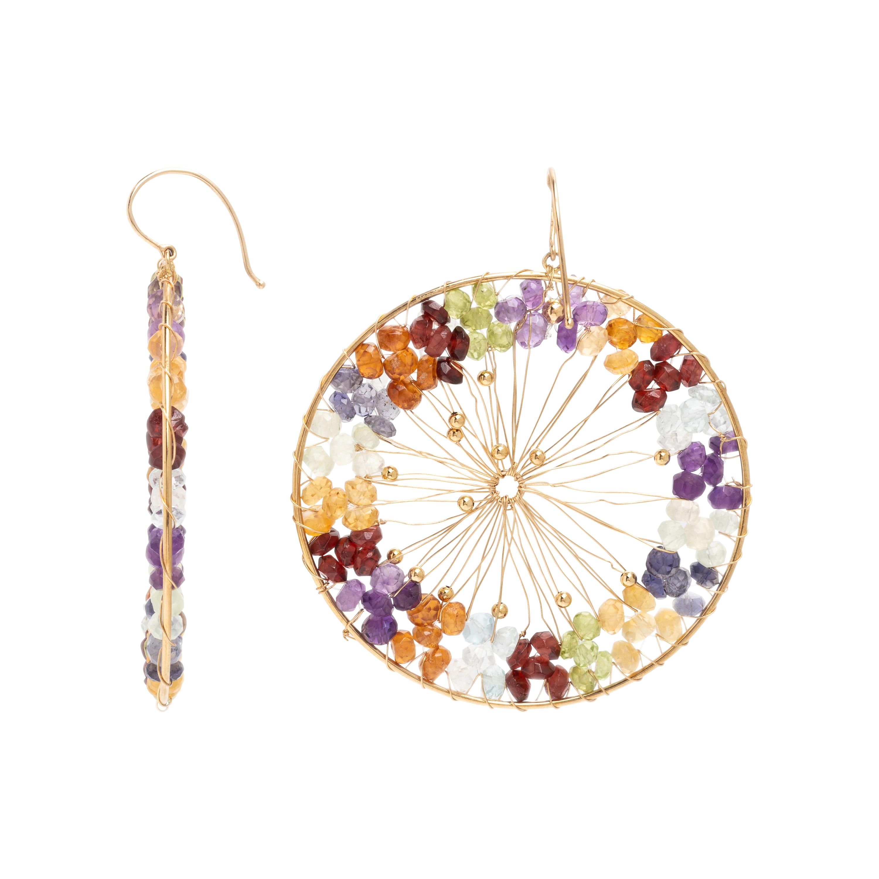 Two Pairs of Multigem and Yellow Gold Earrings