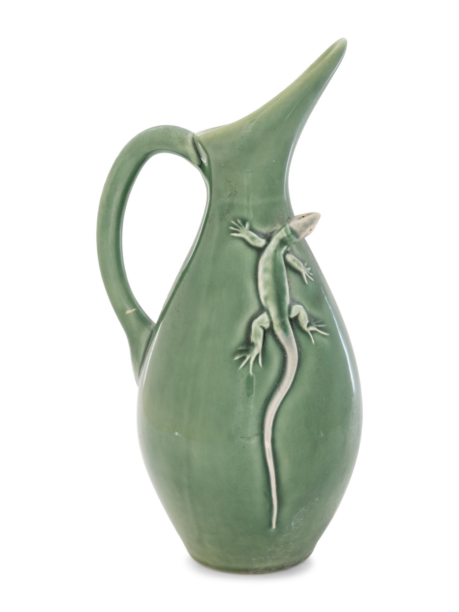 A Portuguese Pottery Ewer by Bordallo Pinheiro