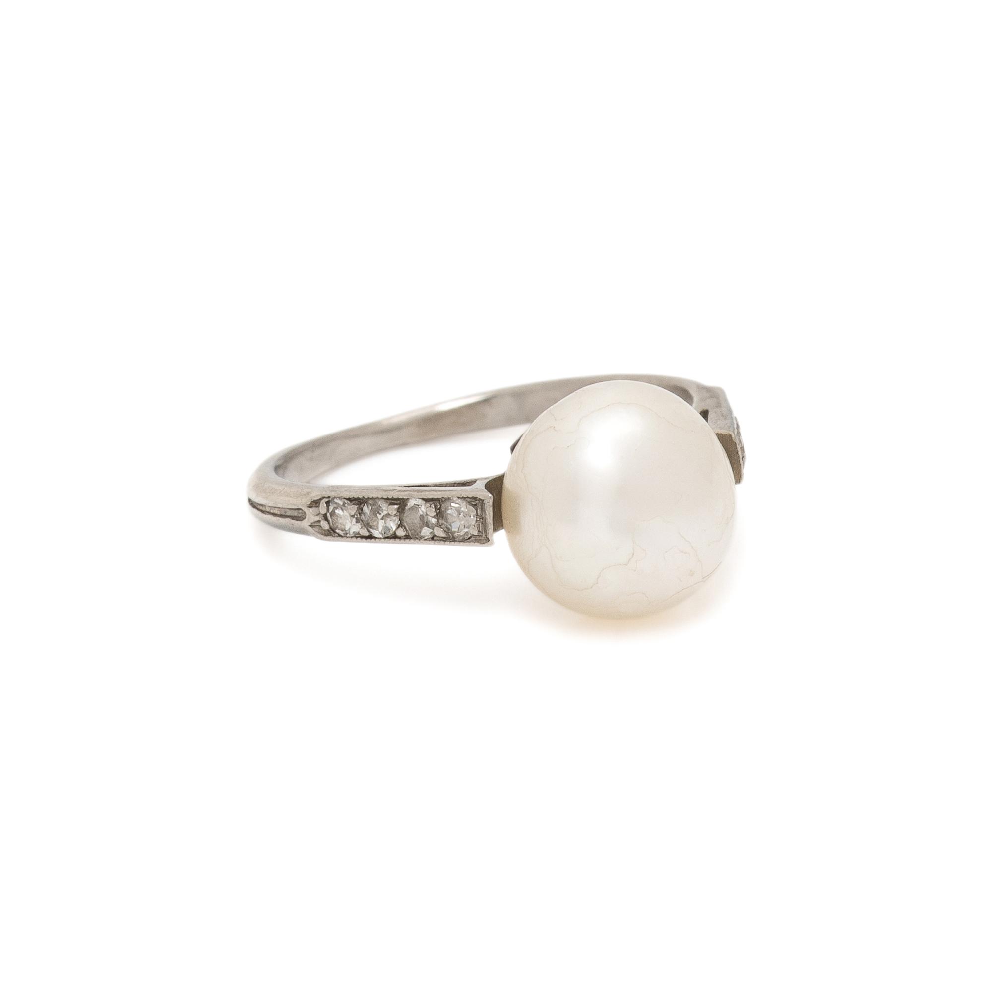 ANTIQUE, PEARL AND DIAMOND RING
