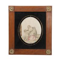 Four Victorian Embroideries Height 19 1/4 x width 17 inches (largest in frame)