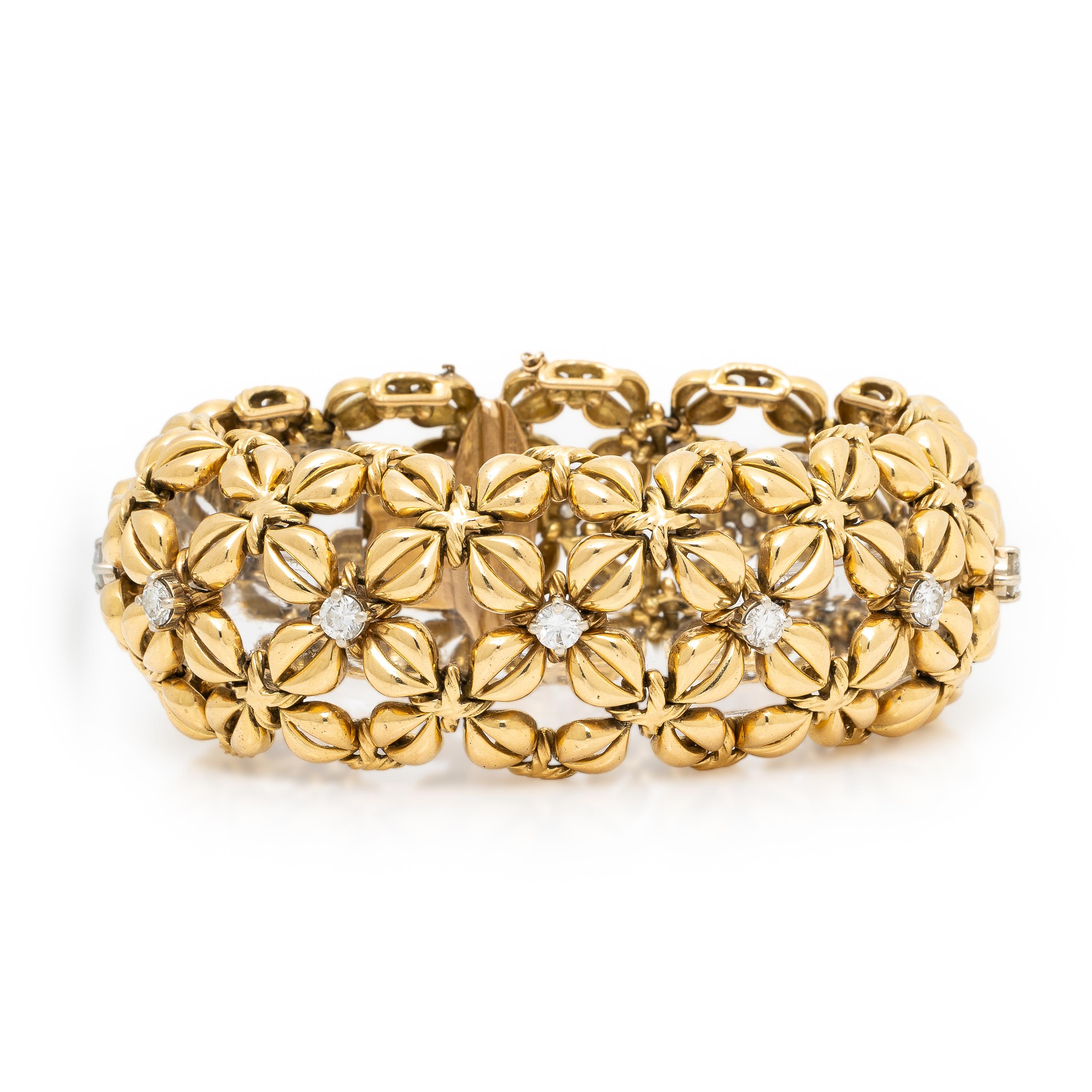Tiffany & Co., Schlumberger, 'Daisy', Yellow Gold and Diamond Bracelet
