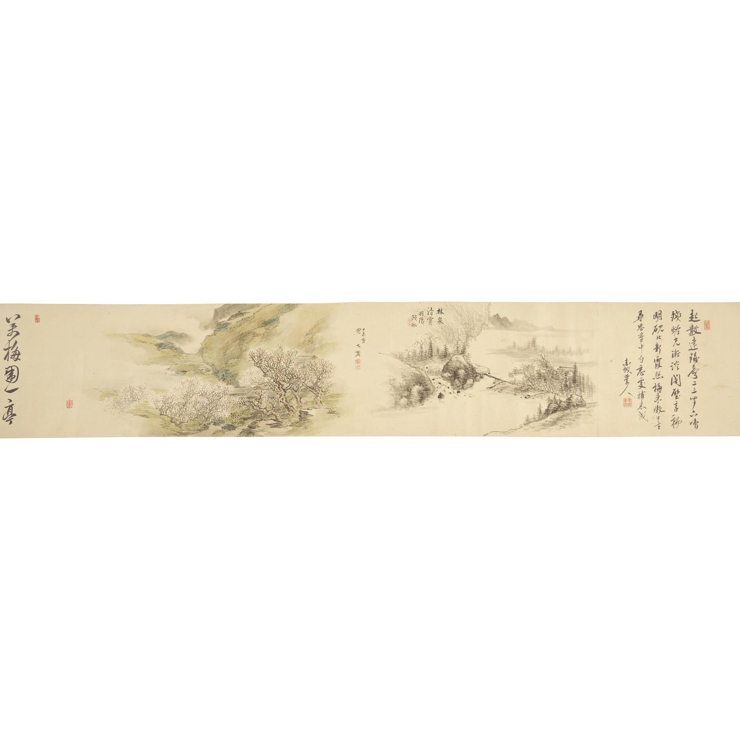 Nakabayashi Chikkei (Japanese 1816-1867) Hisani Nakanishi (1807-1884), Oda Kaisen (1785-1867), et al, Emaki Handscroll, Kyoto, 1857