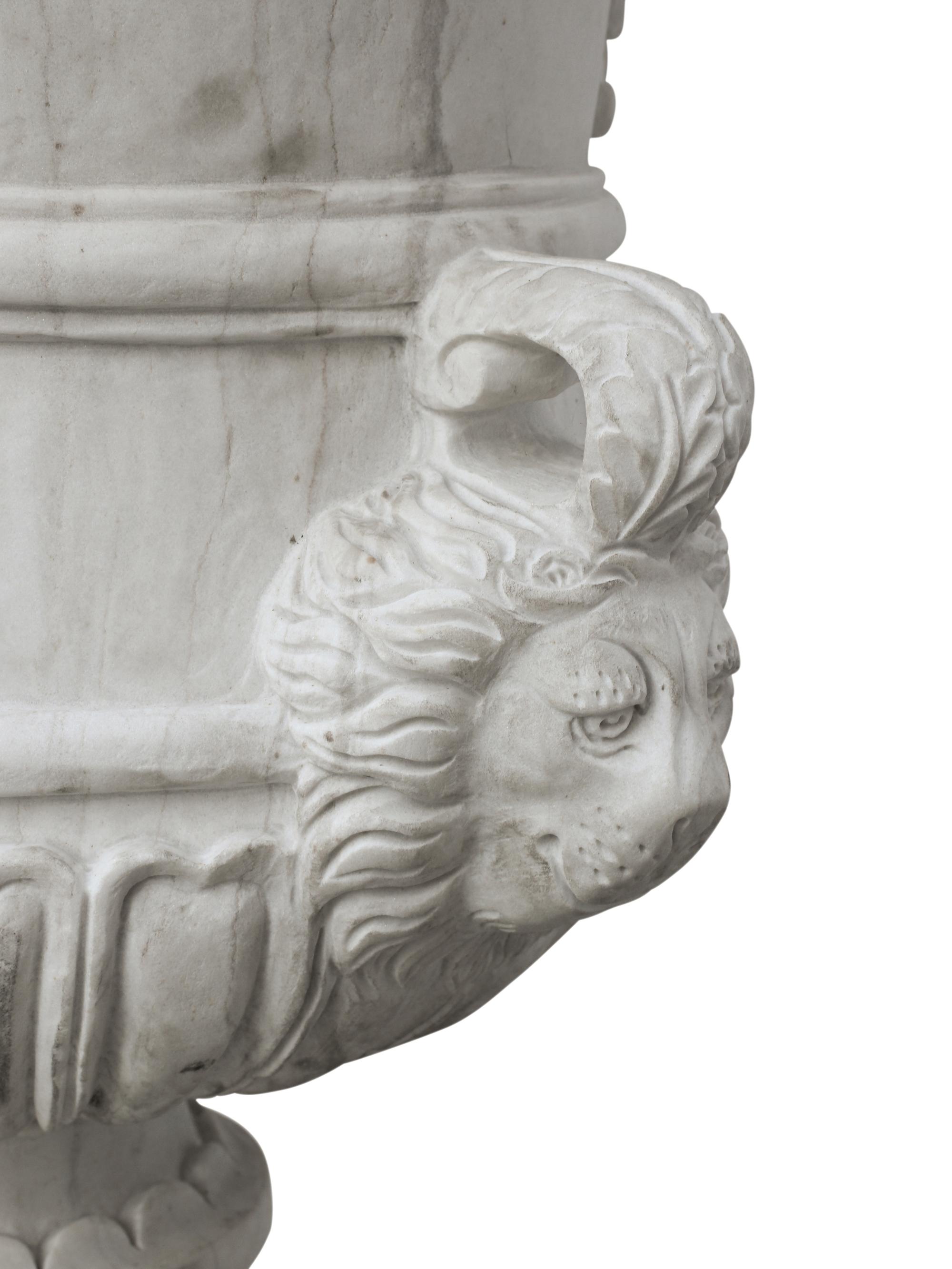 A Pair of Italian Neoclassical Style Marble Urns