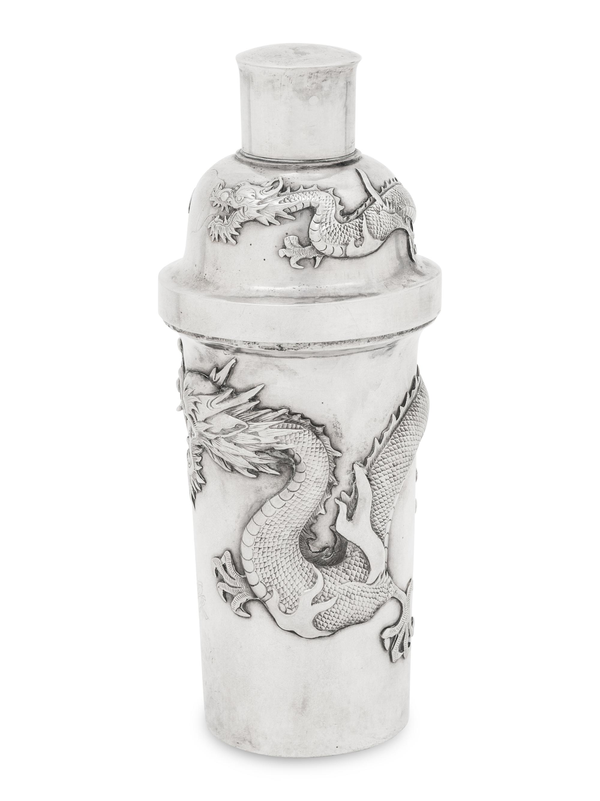 A Chinese Silver 'Dragon' Cocktail Shaker