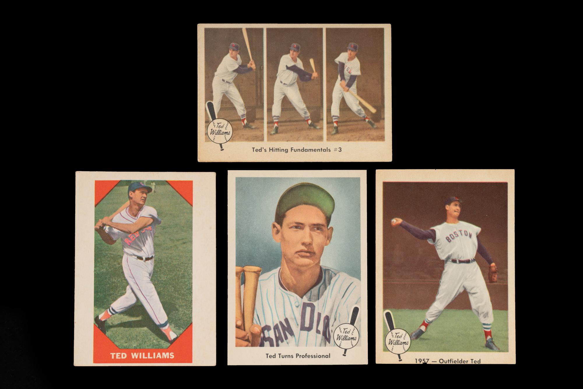A Group of Four Ted Williams Fleer Baseball Cards,
