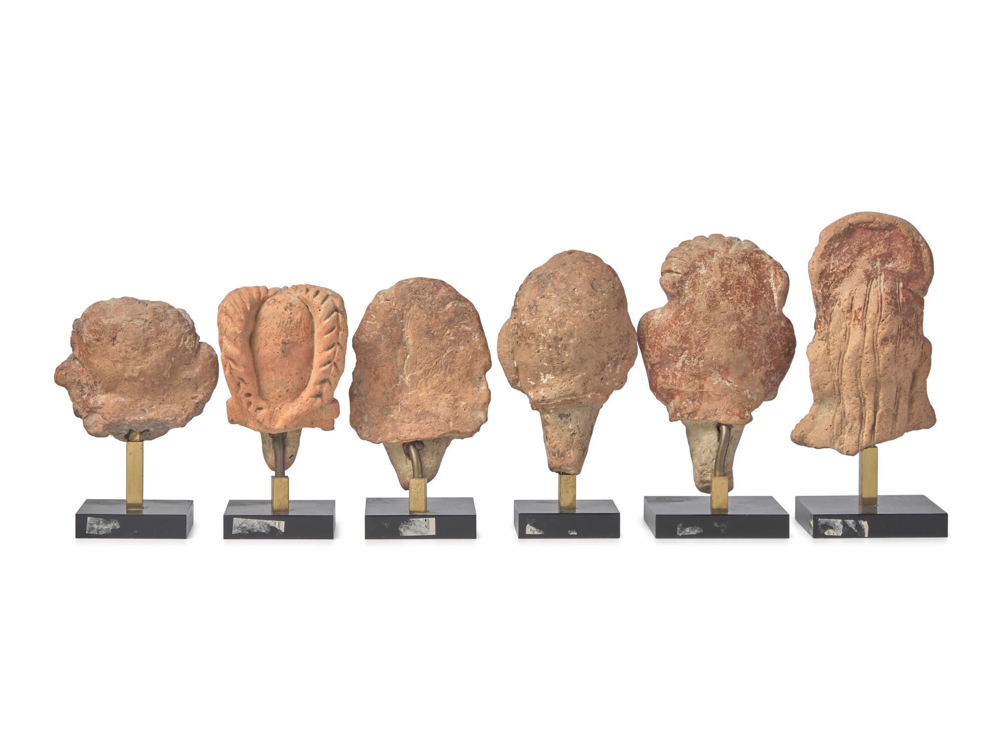 Six Indian Terracotta Head Fragments, Gupta Period
