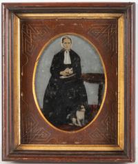 [EARLY PHOTOGRAPHY - PORTRAITURE]. A group of 10 folk art hand-painted tintypes of individual men, women, and couples, including: