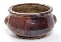 A Brown Glazed Stoneware Censer Diameter 5 inches.