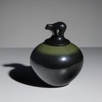 Russell Sanchez (San Ildefonso, b. 1963) — Black and Green Pottery Jar, with Lid