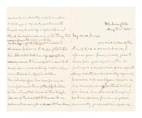 HOLT, Joseph (1807-1894). Autograph letter, signed ("J. Holt") to former assistant John A. Bingham. Washington, D.C., 8 August 1888.