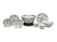 Nine Chinese Export Porcelain Famille Rose and Rose Medallion Articles