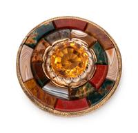 A Victorian Yellow Gold, Citrine and Agate Pendant/Brooch,