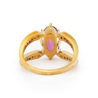 RUBY, DIAMOND, AND YELLOW GOLD RING