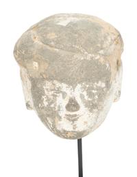 Four Tang Pottery Heads on Stands