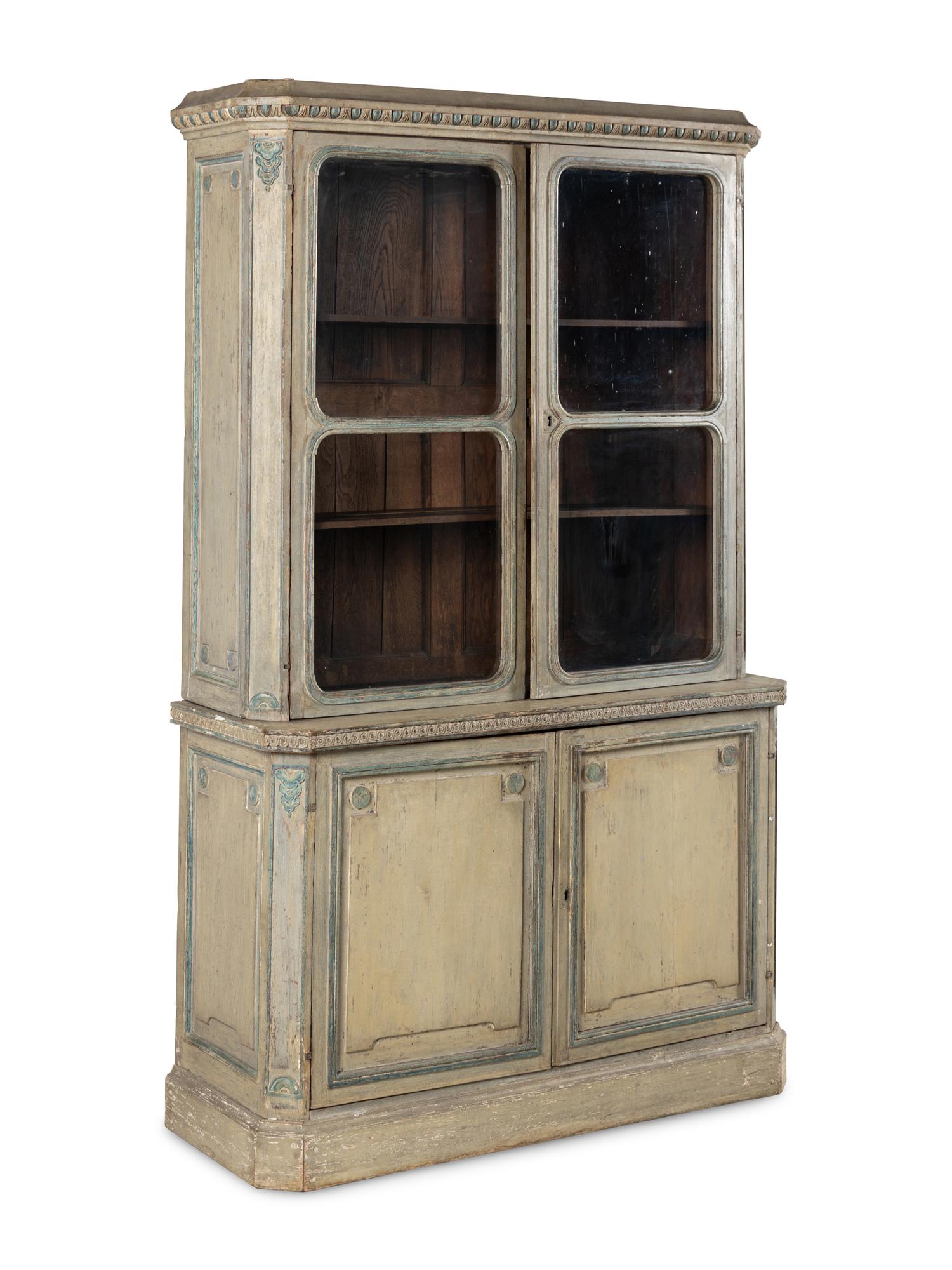 A Continental Painted Step-Back Bookcase