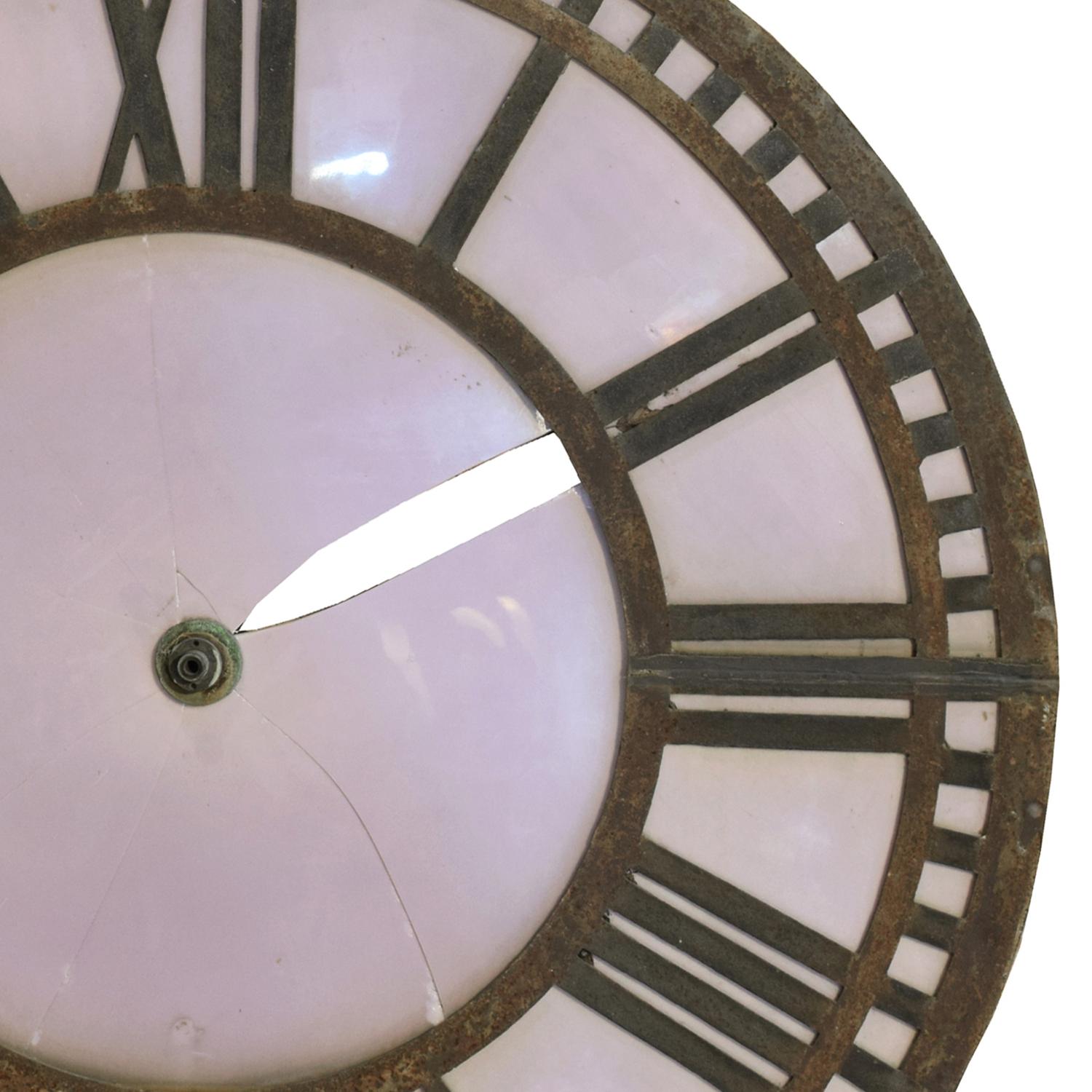 An Iron and Glass Clock Face 56" W x 1" D x 56" H — United States, Circa 1900