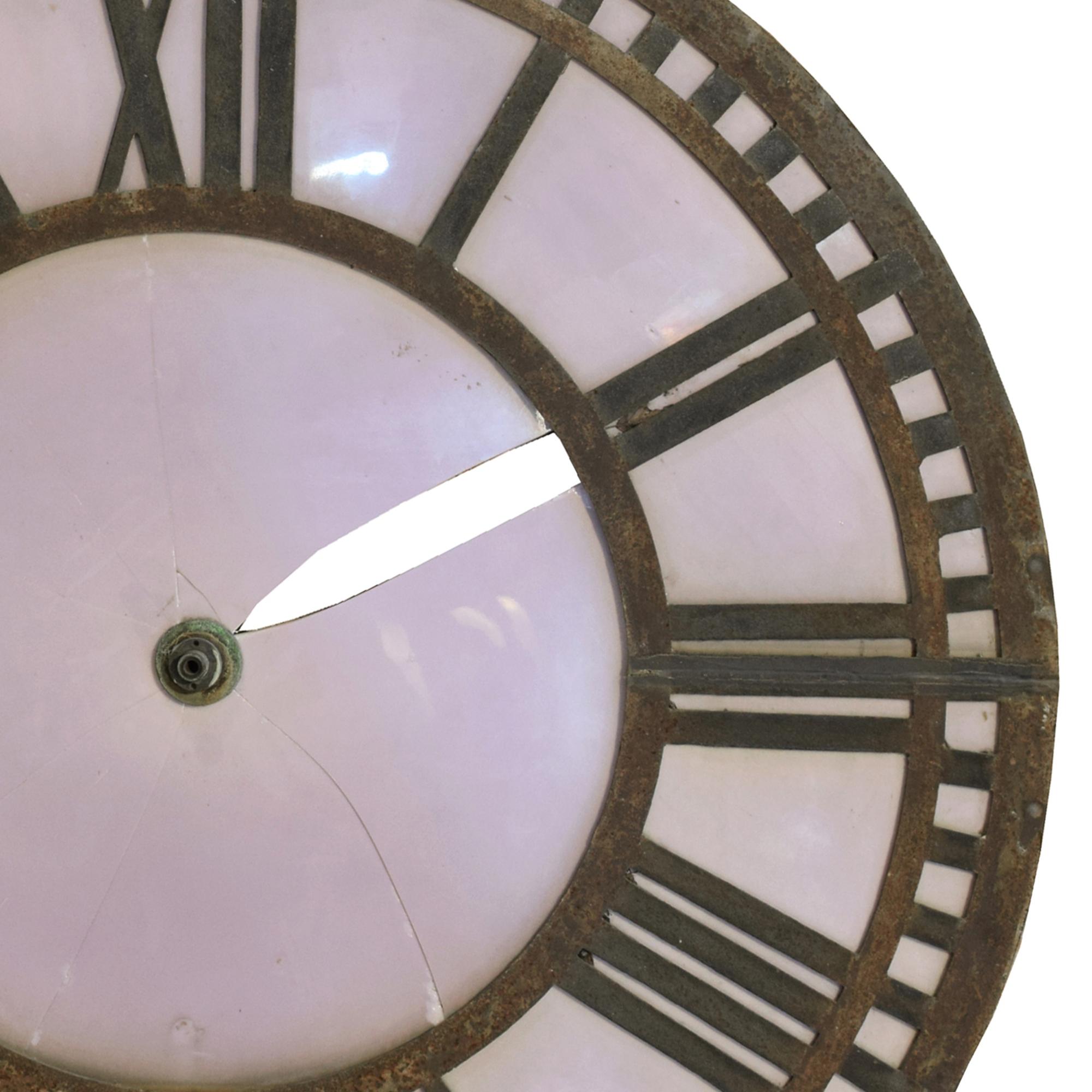 An Iron and Glass Clock Face 56" W x 1" D x 56" H — United States, Circa 1900