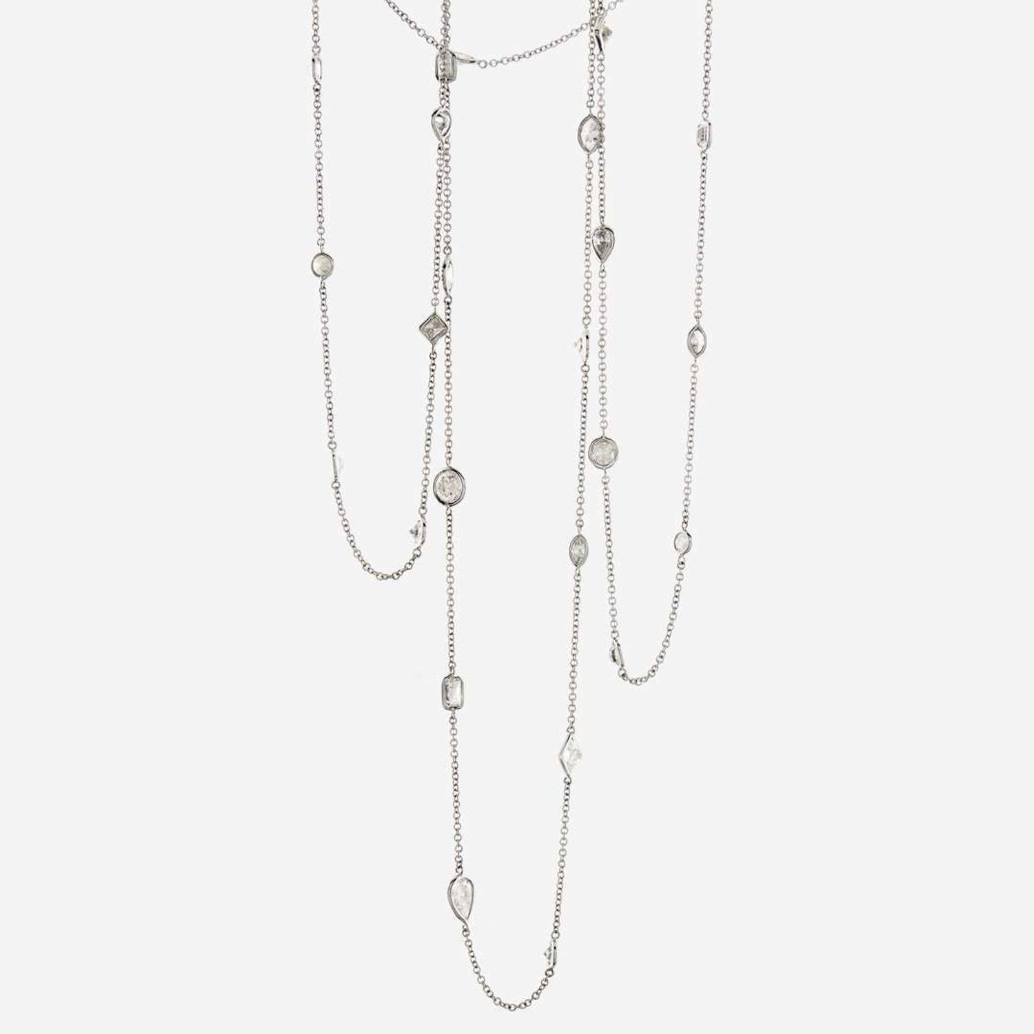 A diamond and white gold long chain