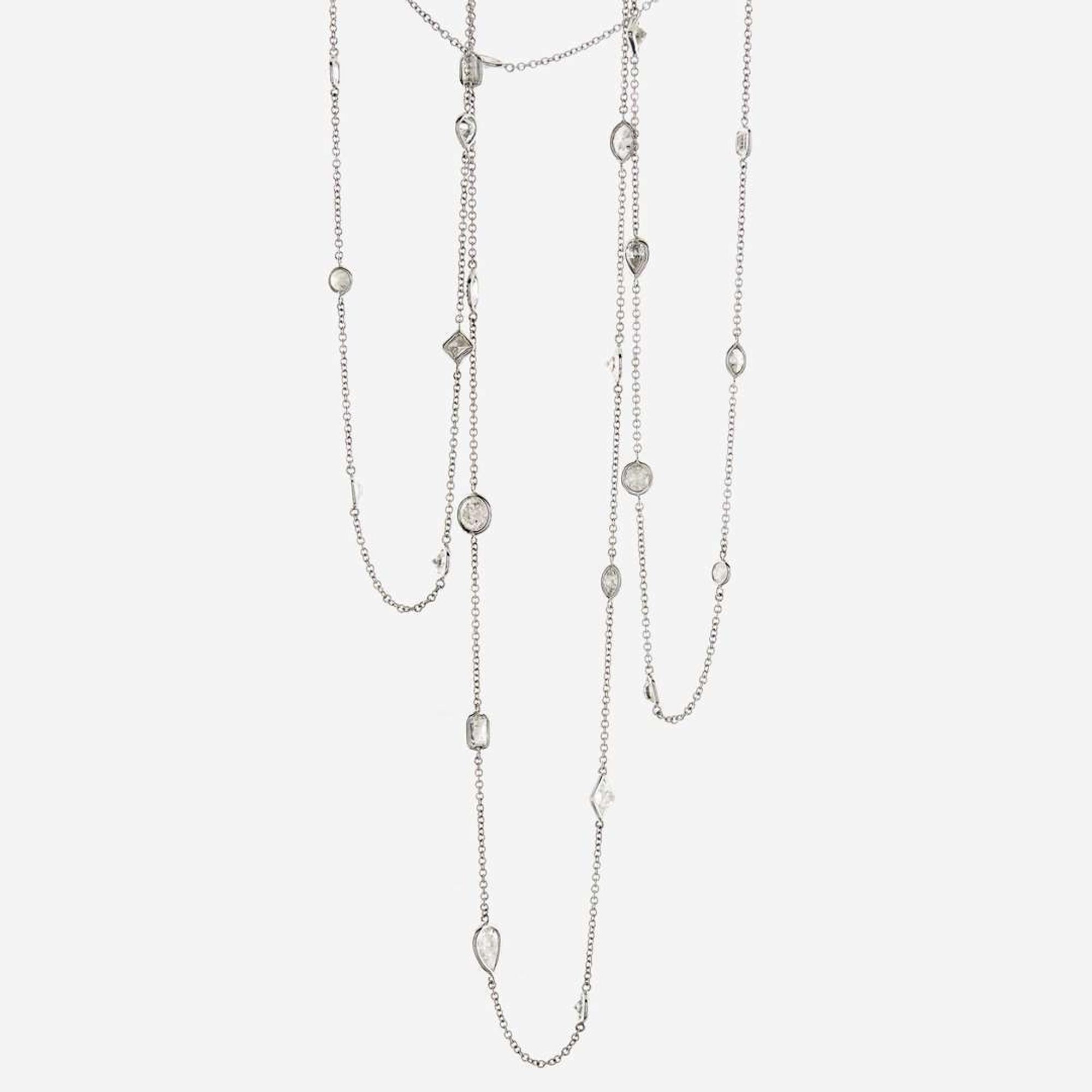 A diamond and white gold long chain