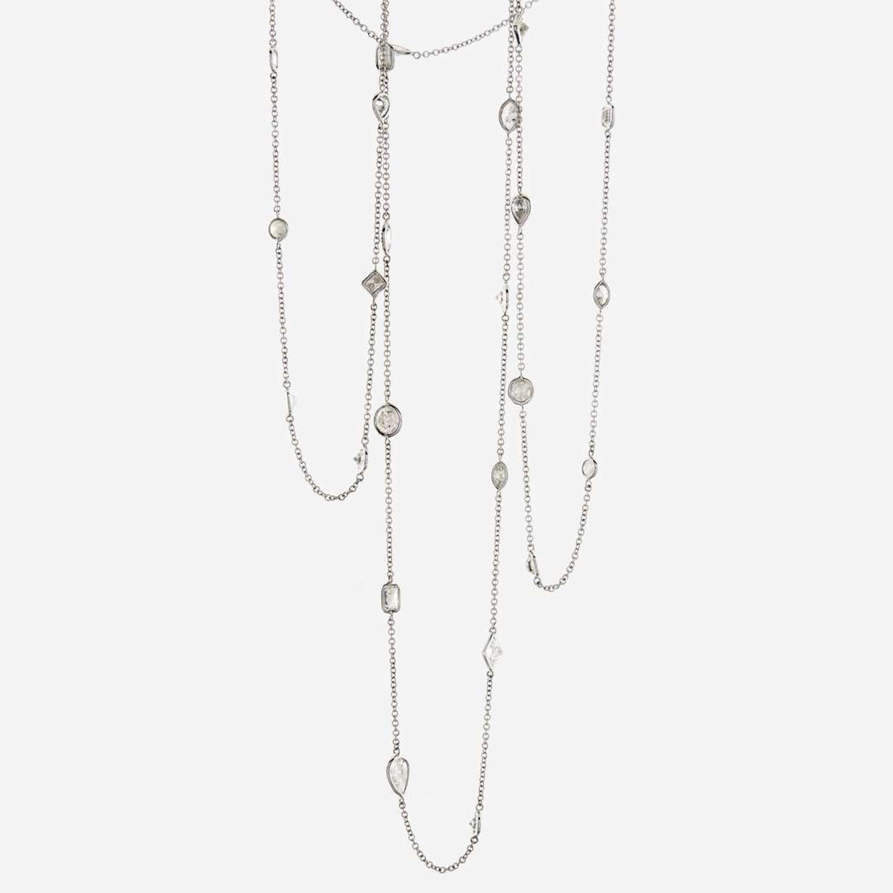 A diamond and white gold long chain