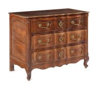 A French Provincial Walnut Serpentine-Front Chest of Drawers